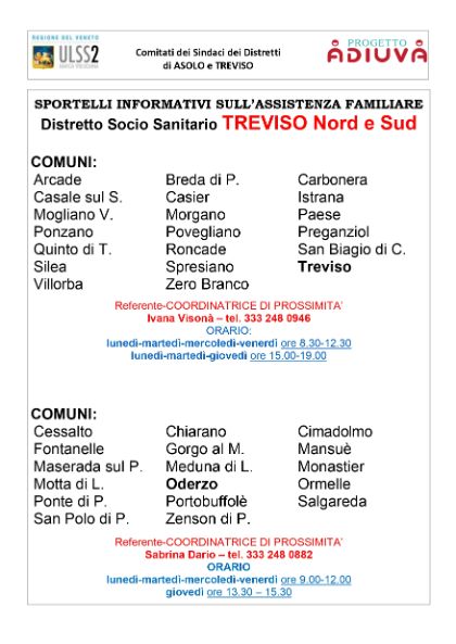 ADIUVA - Sportelli informativi sull'assistenza familiare