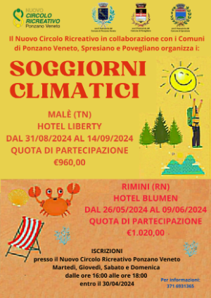 Locandina soggiorni climatici 2024